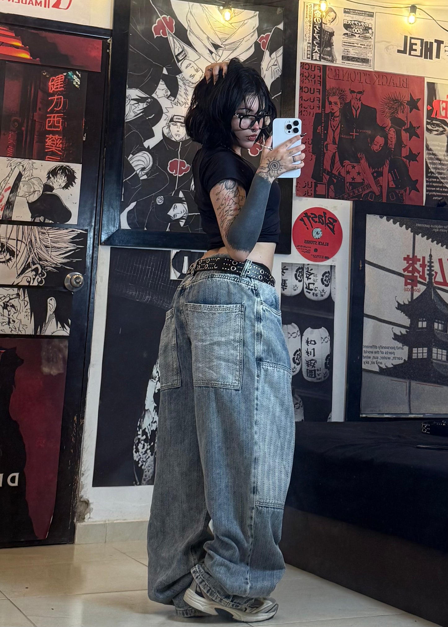 HERINGBONE INDIGO JEAN