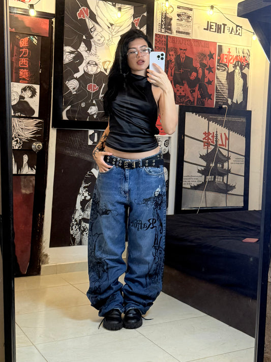WIDE LEG BLUE JEANS