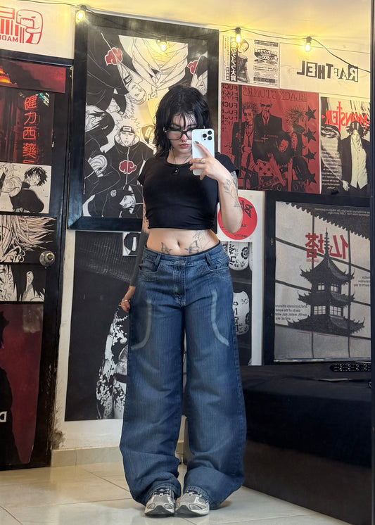 STONEWASH WIDE DENIM