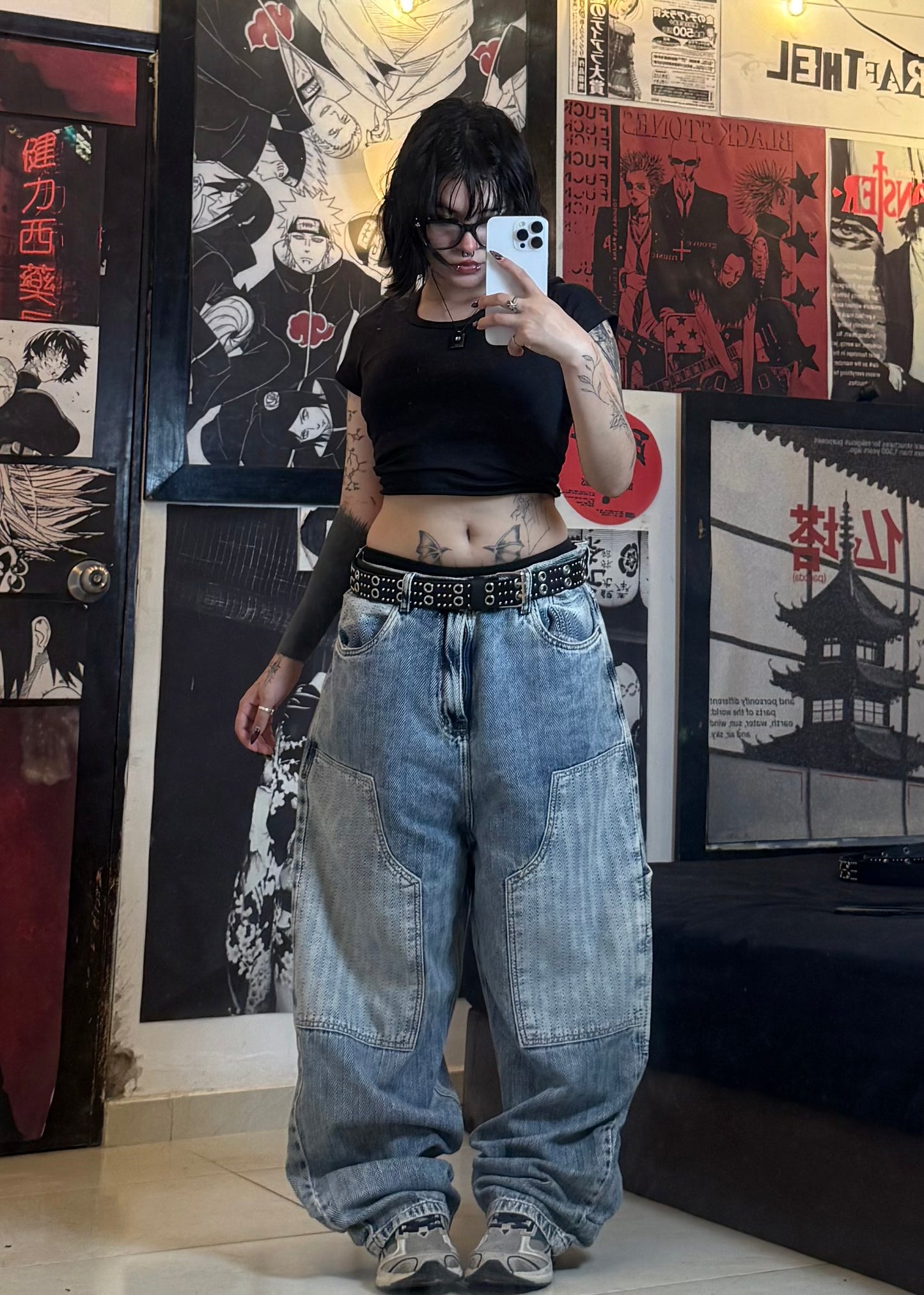 HERINGBONE INDIGO JEAN