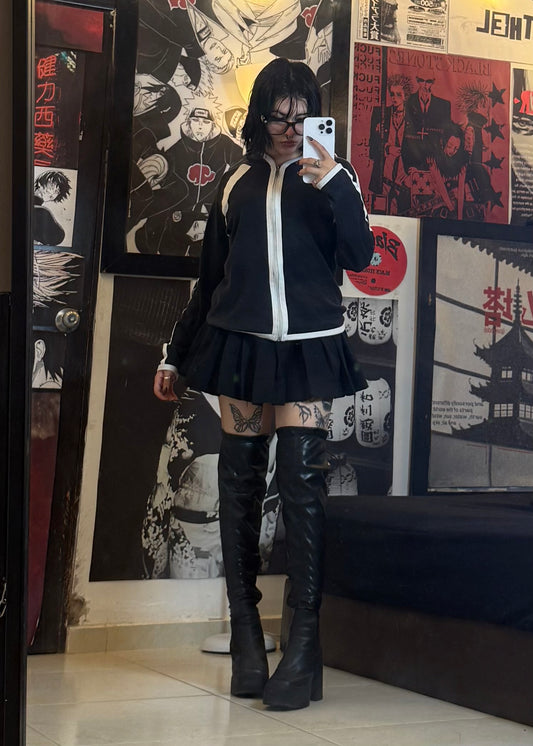 Y2K BLACK ZIP HOODIE