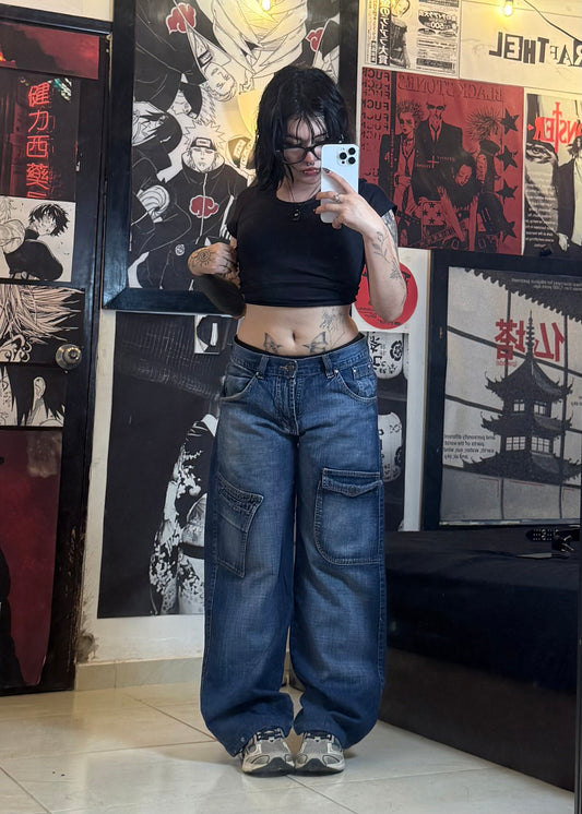 STRAIGHT FIT CARGO DENIM
